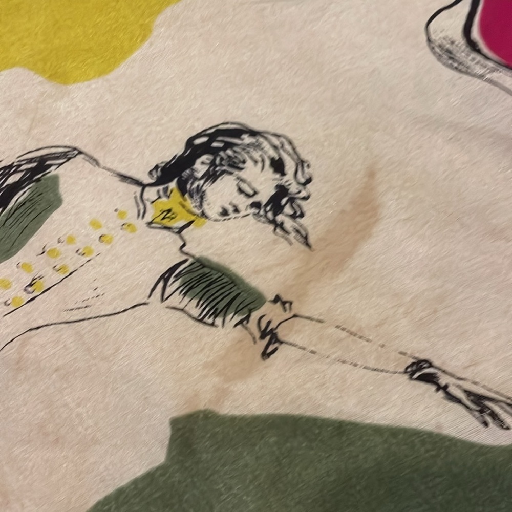 Vintage silk scarf, Victorian style women imprinted - Picture 11 of 15